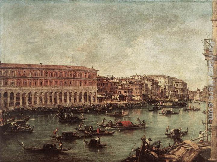 The Grand Canal at the Fish Market (Pescheria) painting - Francesco Guardi The Grand Canal at the Fish Market (Pescheria) art painting